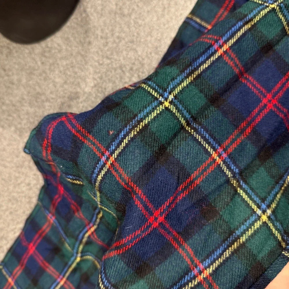Pendleton Scarf Unisex OS Blue Green Plaid Fair Wool Tartan Fringed USA Made